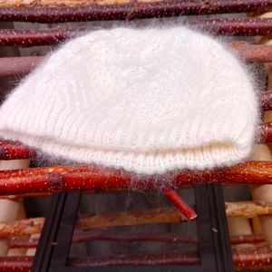 Cable knit angora hat